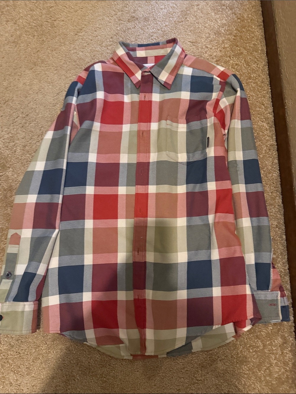 Burton Men's Plaid Button-Down Shirt in Red, Blue & White